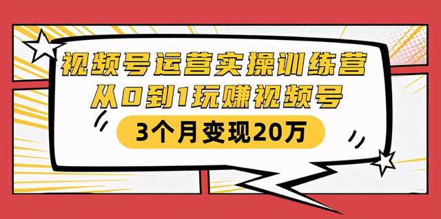 财神大咖会视频号训练营：从0到1玩赚视频号，3个月变现20万-羽哥创业课堂