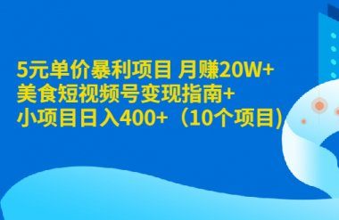 月赚20W+：美食短视频号变现指南+小项目日入400+-羽哥创业课堂