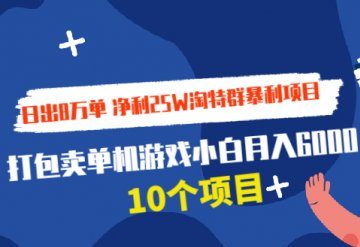 净利25W淘特群暴利项目+打包卖单机游戏小白月入6000 (10个项目)-羽哥创业课堂