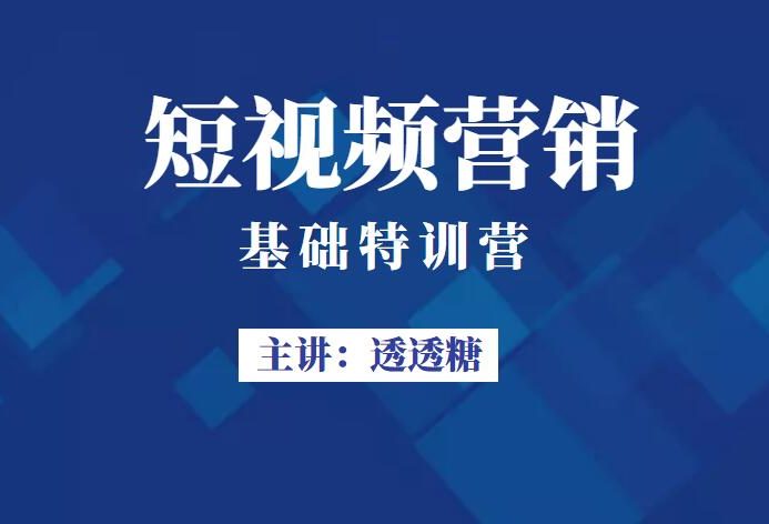 透透糖：短视频基础训练营，价值999元-羽哥创业课堂