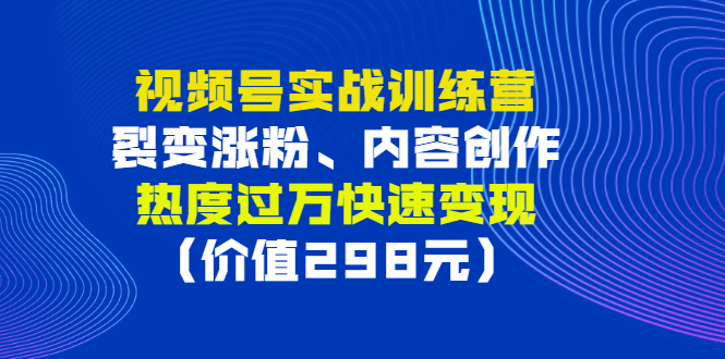 视频号实战训练营，裂变涨粉、内容创作、热度过万快速变现-羽哥创业课堂