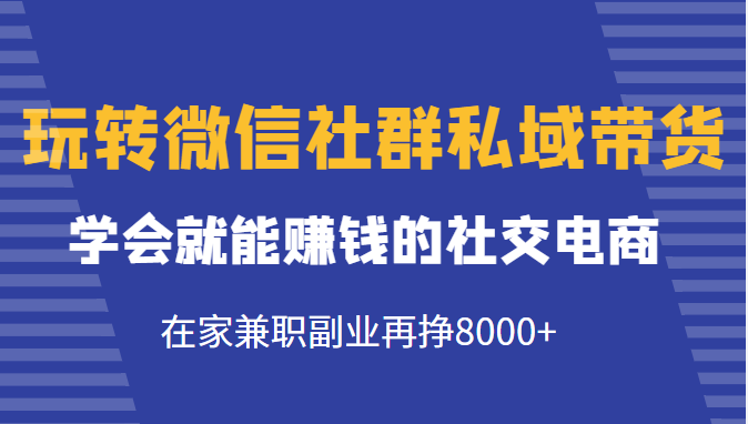 学会就能赚钱的社交电商，在家兼职副业再挣8000+-羽哥创业课堂