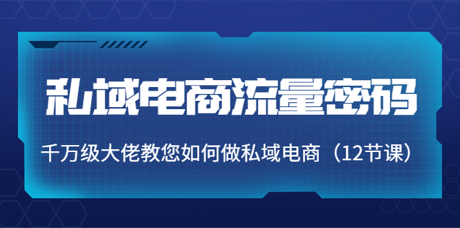 私域电商流量密码：千万级大佬教您如何做私域电商（12节课）-羽哥创业课堂