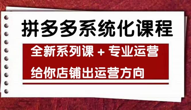 拼多多系统化课程，全新系列课 专业运营给你店铺出运营方向-羽哥创业课堂