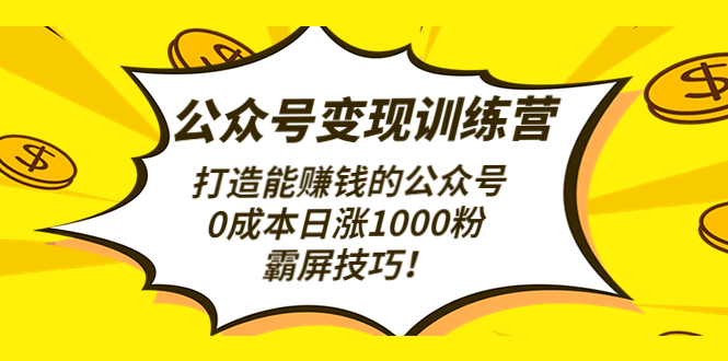 公众号变现训练营（第3期）打造能赚钱的公众号，0成本日涨1000粉，霸屏技巧-羽哥创业课堂