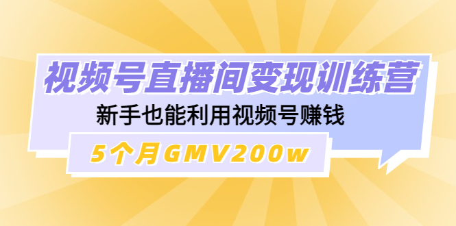 视频号直播间变现训练营：新手也能利用视频号赚钱-羽哥创业课堂