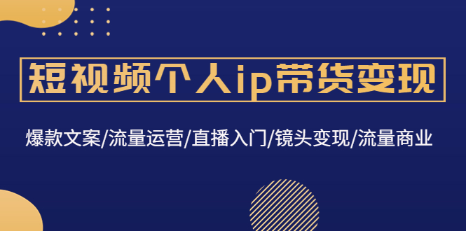 短视频个人ip带货变现：爆款文案/流量运营/直播入门/镜头变现/流量商业-羽哥创业课堂