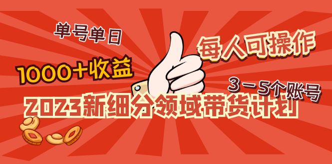 2023新细分领域带货计划：单号单日1000+收益不难，每人可操作3-5个账号-羽哥创业课堂