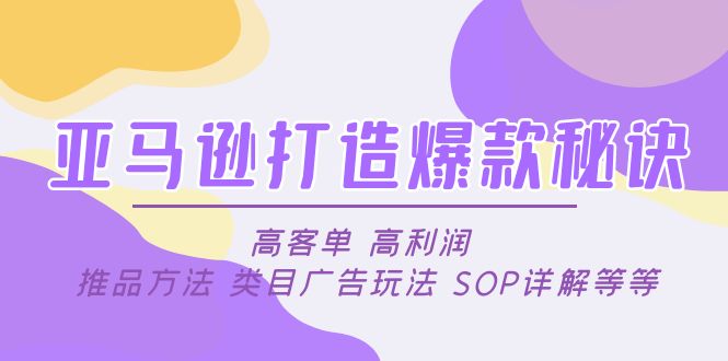 亚马逊打造爆款秘诀：高客单 高利润 推品方法 类目广告玩法 SOP详解等等-羽哥创业课堂