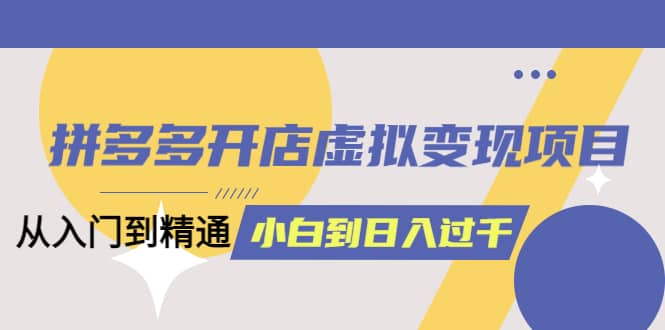 拼多多开店虚拟变现项目：入门到精通 从小白到日入1000（完整版）-羽哥创业课堂