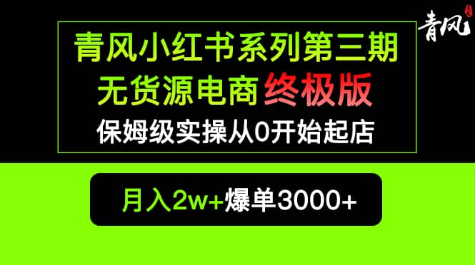 小红书无货源电商爆单终极版【视频教程 实战手册】保姆级实操从0起店爆单-羽哥创业课堂