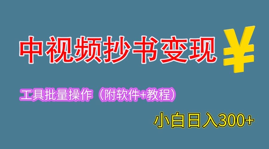 2023中视频抄书变现（附工具 教程），一天300 ，特别适合新手操作的副业-羽哥创业课堂