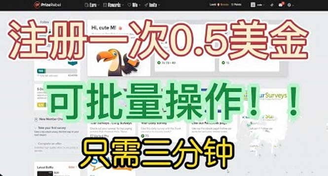 国外项目注册一次0.5美金 只需三分钟无脑操作 可批量放大 小白工作室福利-羽哥创业课堂