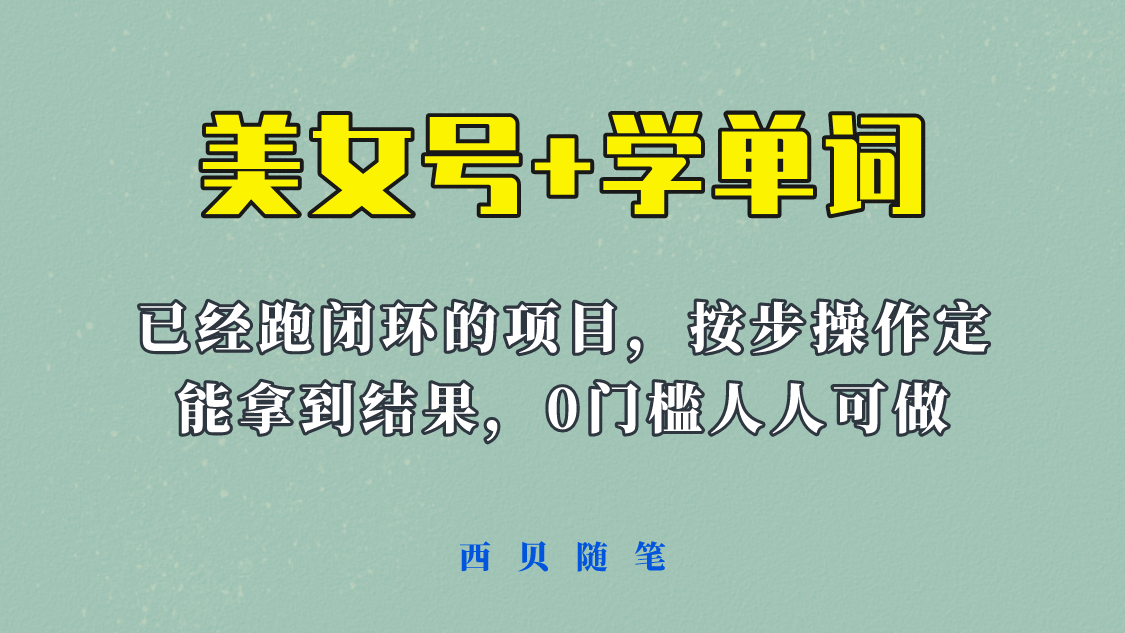 《美女号 学单词》玩法，信息差而已 课程拆开揉碎了和大家去讲 (教程 素材)-羽哥创业课堂