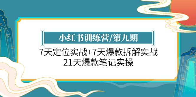 小红书训练营/第九期:7天定位实战 7天爆款拆解实战,21天爆款笔记实操-羽哥创业课堂