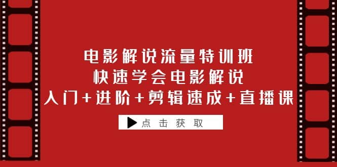 电影解说流量特训班：快速学会电影解说，入门 进阶 剪辑速成 直播课-羽哥创业课堂