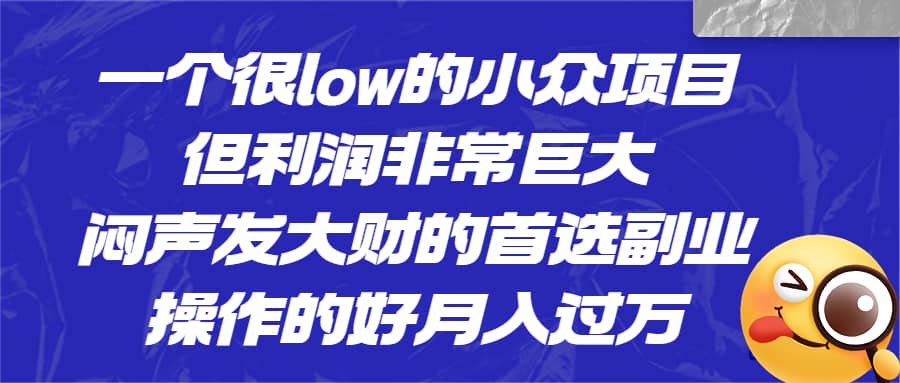 一个很low的小众项目，但利润非常巨大，闷声发大财的首选副业，月入过万-羽哥创业课堂