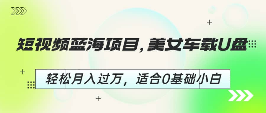 短视频蓝海项目，美女车载U盘，轻松月入过万，适合0基础小白-羽哥创业课堂