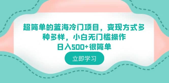 超简单的蓝海冷门项目，变现方式多种多样，小白无门槛操作日入500 很简单-羽哥创业课堂