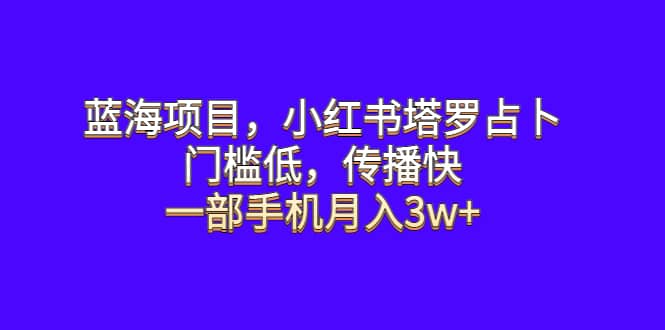 蓝海项目，小红书塔罗占卜，门槛低，传播快，一部手机月入3w-羽哥创业课堂