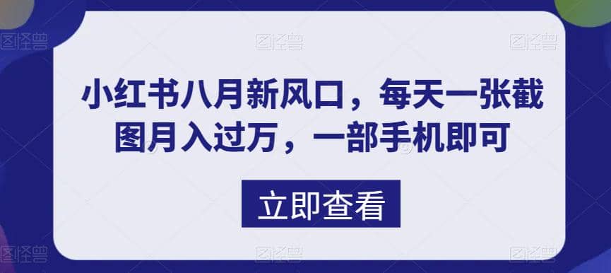 八月新风口，小红书虚拟项目一天收入1000 ，实战揭秘-羽哥创业课堂