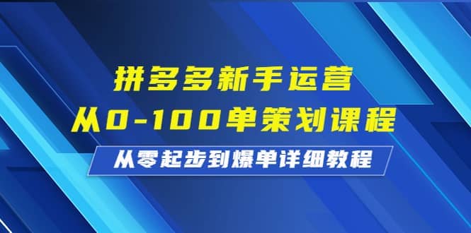 拼多多新手运营从0-100单策划课程，从零起步到爆单详细教程-羽哥创业课堂