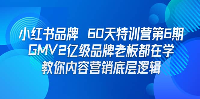 小红书品牌 60天特训营第6期 GMV2亿级品牌老板都在学 教你内容营销底层逻辑-羽哥创业课堂