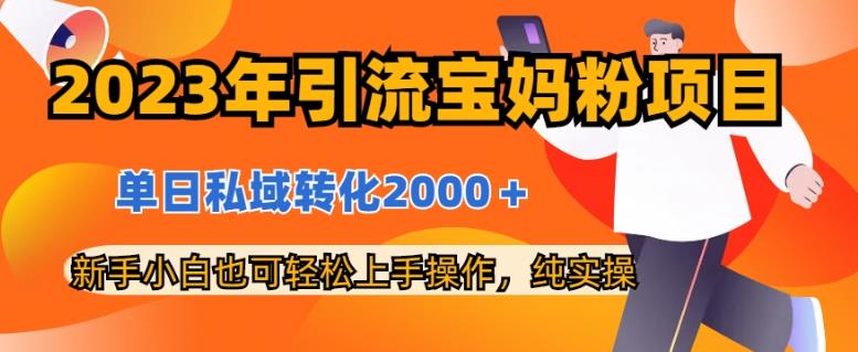 2023年引流宝妈粉项目，单日私域转化2000＋，新手小白也可轻松上手操作，纯实操