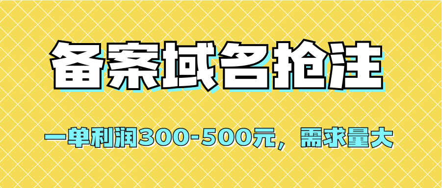 【全网首发】备案域名抢注，一单利润300-500元，需求量大-羽哥创业课堂