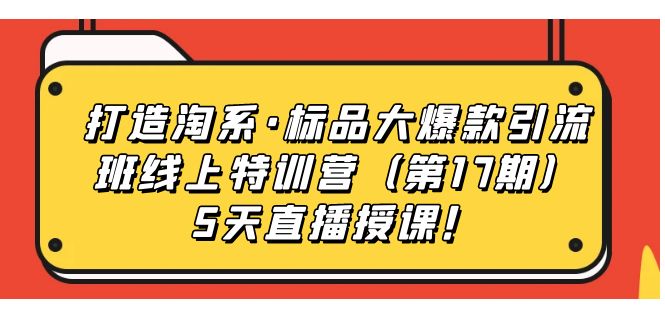 打造淘系·标品大爆款引流班线上特训营5天直播授课！-羽哥创业课堂