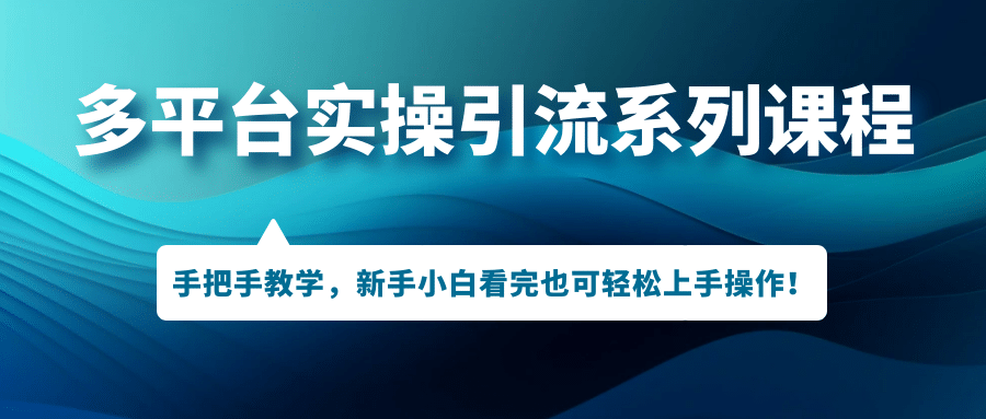 多平台实操引流系列课程，手把手教学，新手小白看完也可轻松上手引流操作-羽哥创业课堂