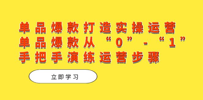 单品爆款打造实操运营，单品爆款从“0”-“1”手把手演练运营步骤-羽哥创业课堂