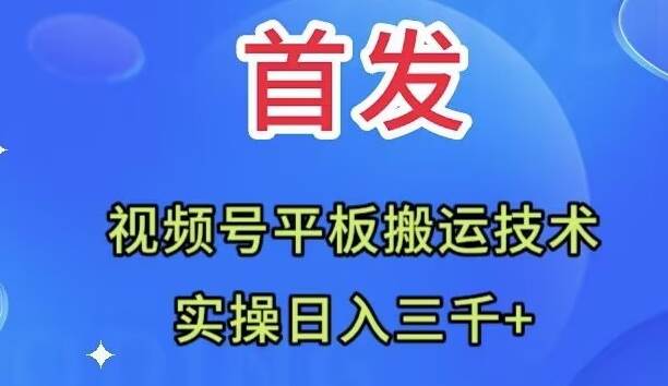 全网首发：视频号平板搬运技术，实操日入三千＋-羽哥创业课堂