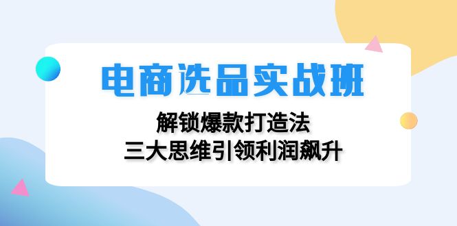 电商选品实战班：解锁爆款打造法，三大思维引领利润飙升-羽哥创业课堂