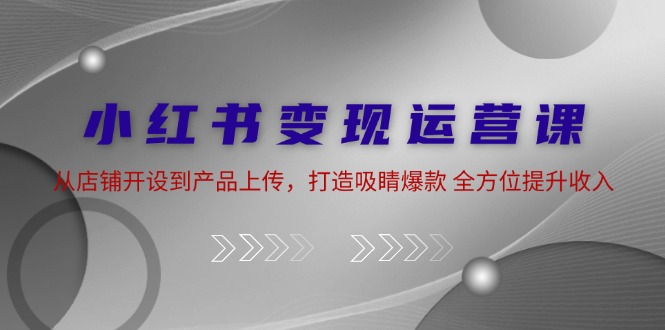 小红书变现运营课：从店铺开设到产品上传，打造吸睛爆款 全方位提升收入-羽哥创业课堂