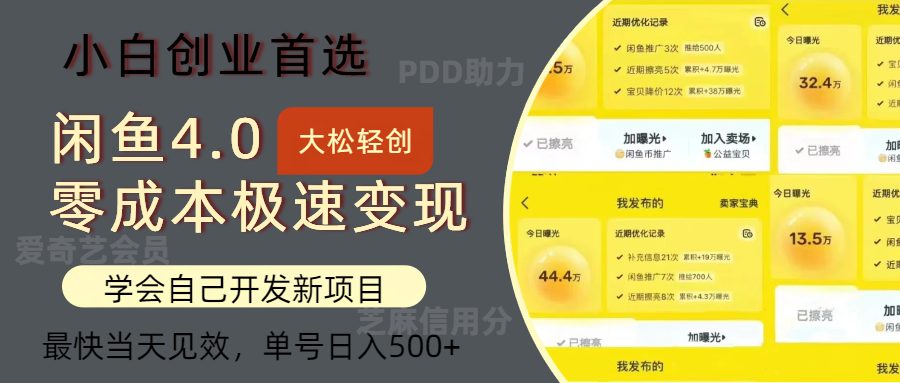 闲鱼0成本极速变现项目，多种变现方式 单号日入500+最新玩法-羽哥创业课堂