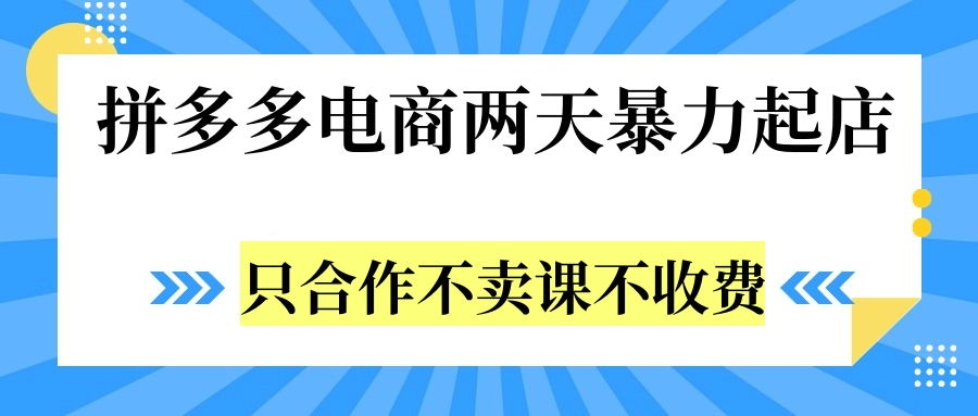 拼多多两天暴力起店，只合作不卖课不收费-羽哥创业课堂