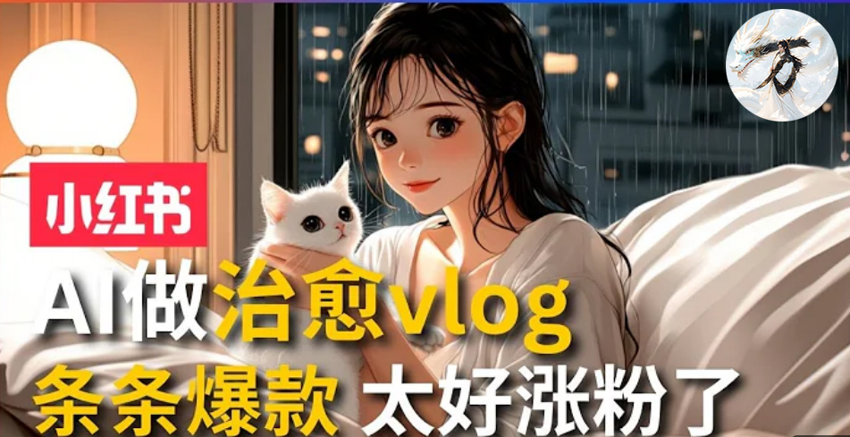 AI治愈系vlog动画视频，小红书7天 涨粉破千，商单报价1500+，0成本制作，日入2000+，有手就会 -羽哥创业课堂