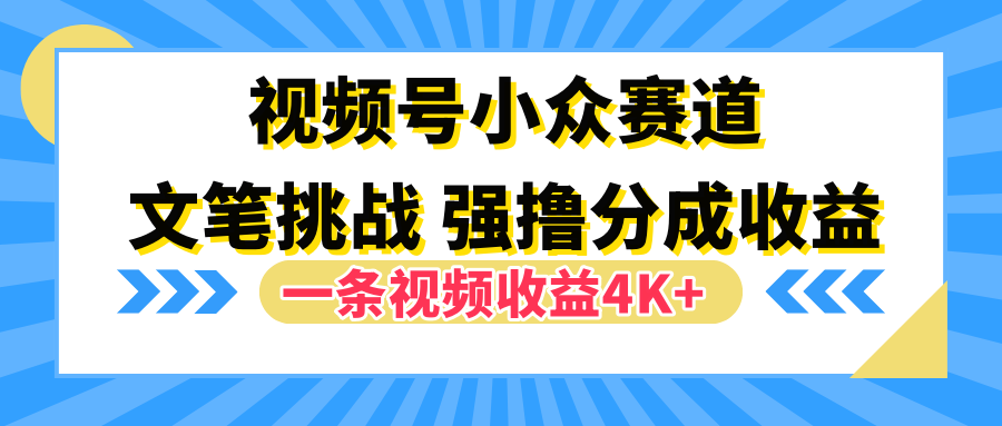 视频号小众赛道，文笔挑战，一条视频收益4K+-羽哥创业课堂