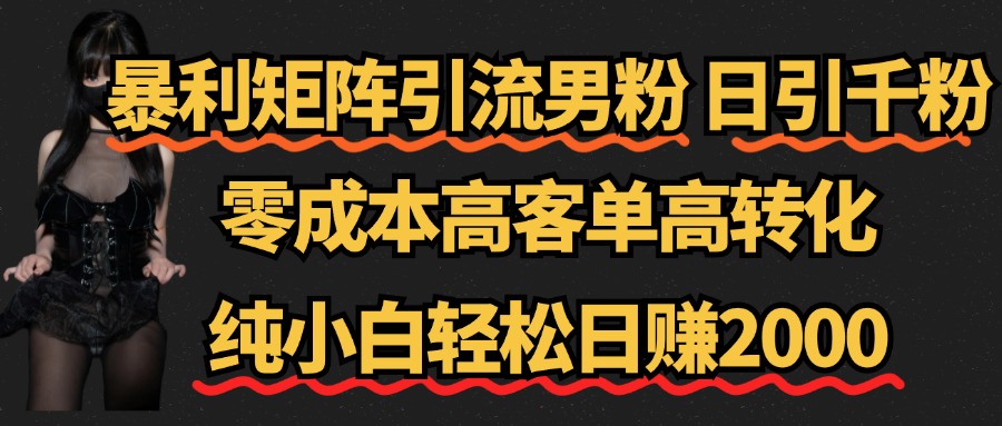 暴利矩阵引流男粉（日引千粉），零成本高客单高转化，纯小白轻松日赚2000+-羽哥创业课堂