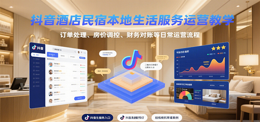 图片[1]-抖音酒店民宿本地生活服务运营教学，订单处理、房价调控、财务对账等日常运营流程-羽哥创业课堂