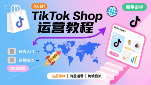 TikTok Shop从0到1运营教程，TikTok跨境电商新手必学课程-羽哥创业课堂