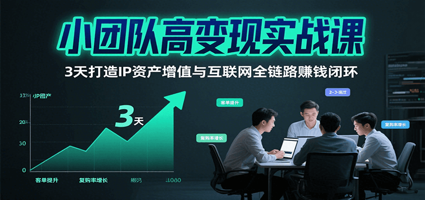 小团队高变现实战课，3天打造IP资产增值与互联网全链路赚钱闭环(第二期)-羽哥创业课堂