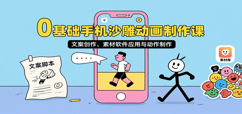 图片[1]-0基础手机沙雕动画制作课，文案创作、素材软件应用与动作制作-羽哥创业课堂