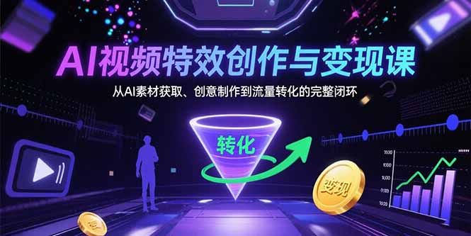 AI视频特效创作与变现课：从AI素材获取、创意制作到流量转化的完整闭环-羽哥创业课堂