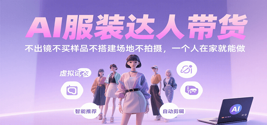 AI服装达人带货，不出镜不买样品不搭建场地不拍摄，一个人在家就能做-羽哥创业课堂