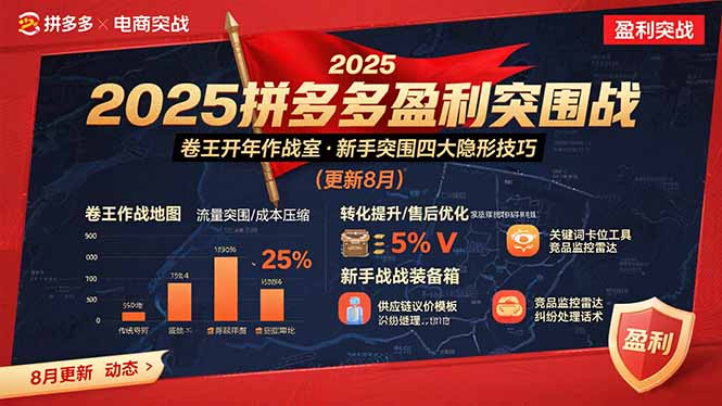 2025拼多多盈利突围战：卷王开年作战室，新手突围四大隐形技巧(更新8月-羽哥创业课堂