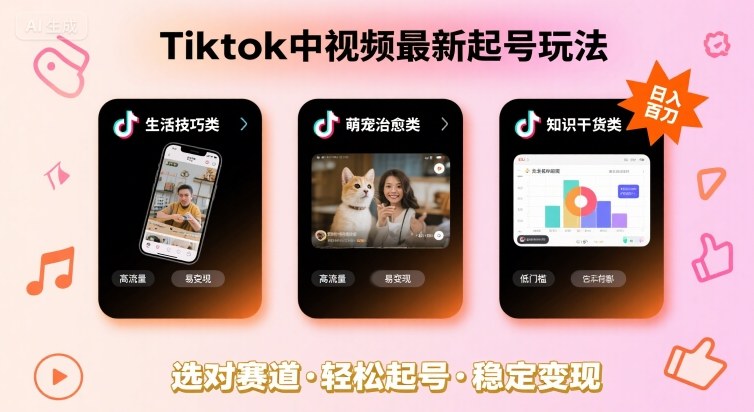 Tiktok中视频最新起号玩法，想要日入百刀，做好这几个赛道就可以了-羽哥创业课堂