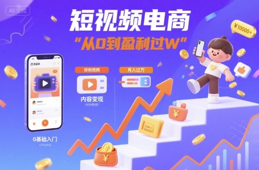 短视频电商：短视频变现从0到盈利过W-羽哥创业课堂