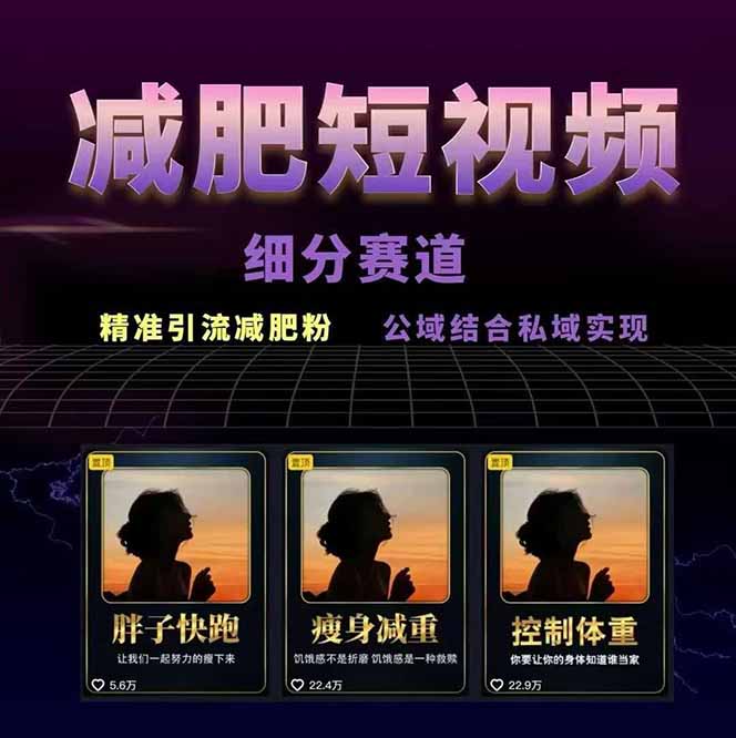 图片[1]-减肥短视频赛道运营课：素材准备-视频制作-引流变现全流程 (附素材-羽哥创业课堂